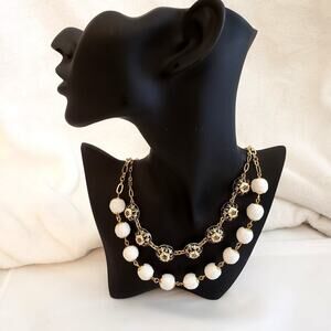 Talbots Layered Two Strand Necklace Wrapped Enameled Beads Beautiful High End